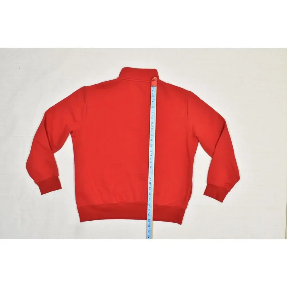 Polo Ralph Lauren Men's Large Red 1/4 Zip Pullover Fleece Sweatshirt Blue Pony L